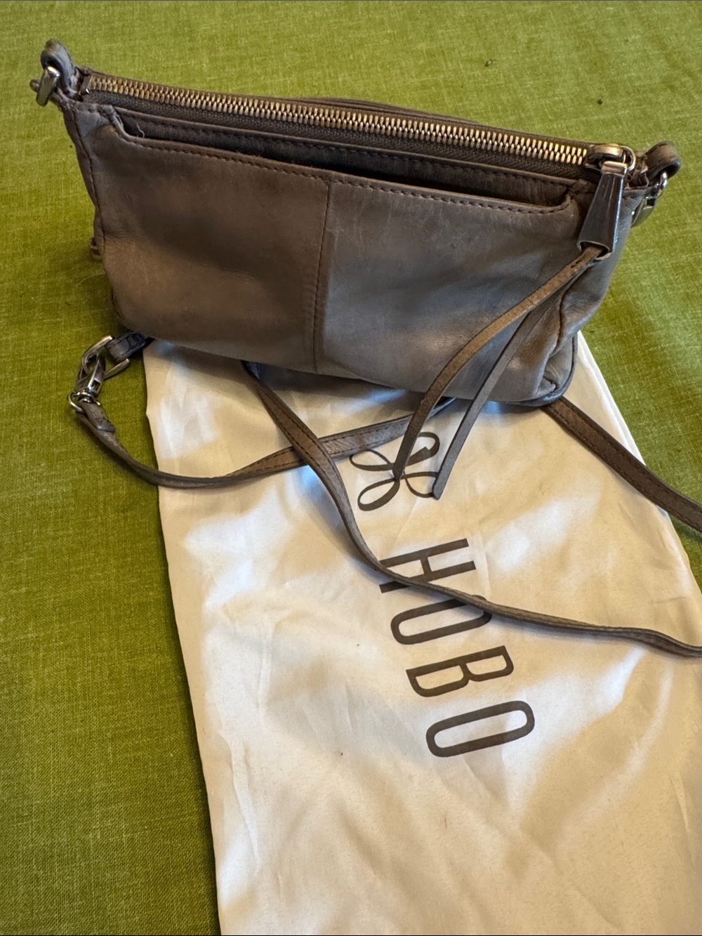 HOBO Slim Pebbled Crossbody in Taupe Gray